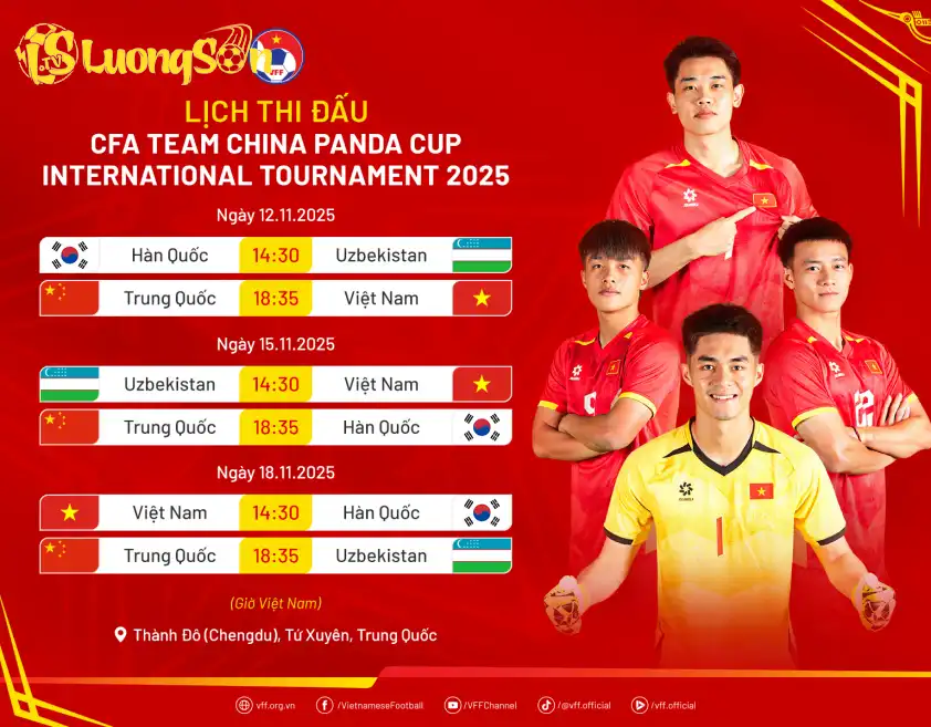 Lịch thi đấu của U23 Việt Nam tại giải giao hữu Panda Cup ở Trung Quốc
